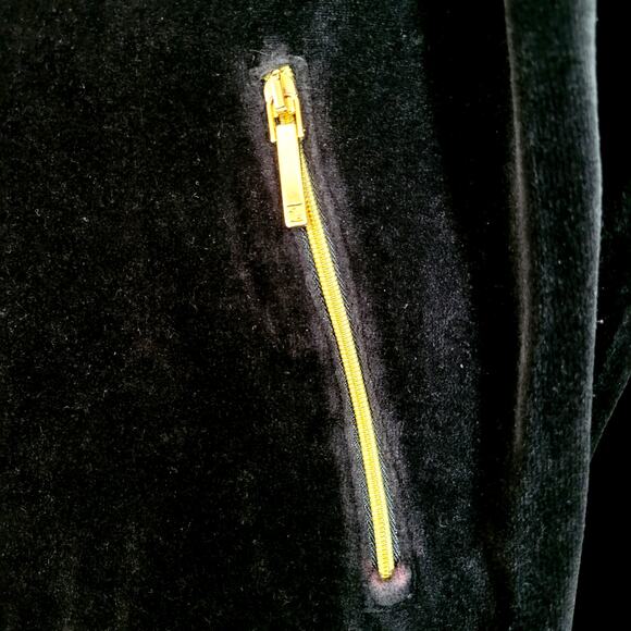 Lauren Ralph Lauren Zip Up Velour Hoodie Jacket Crest Size S Black Preppy Y2K - Picture 4 of 8